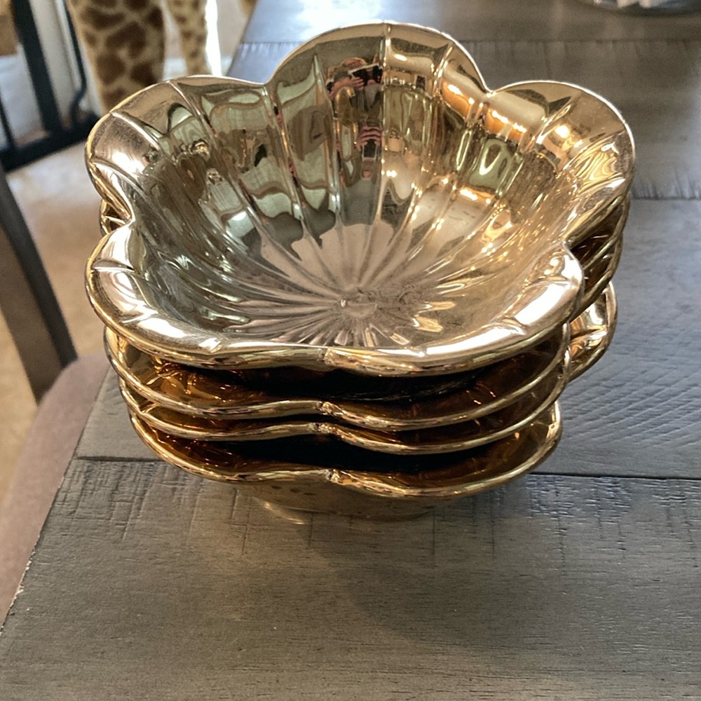 Set of 4 Balvery Gold Floral Decorative Bowls
